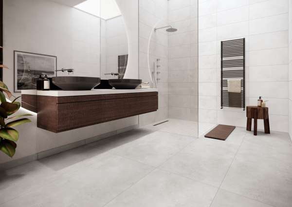 Sento Blossom Bad WF 30x60 pale white BF 60x120 concrete grey HF2